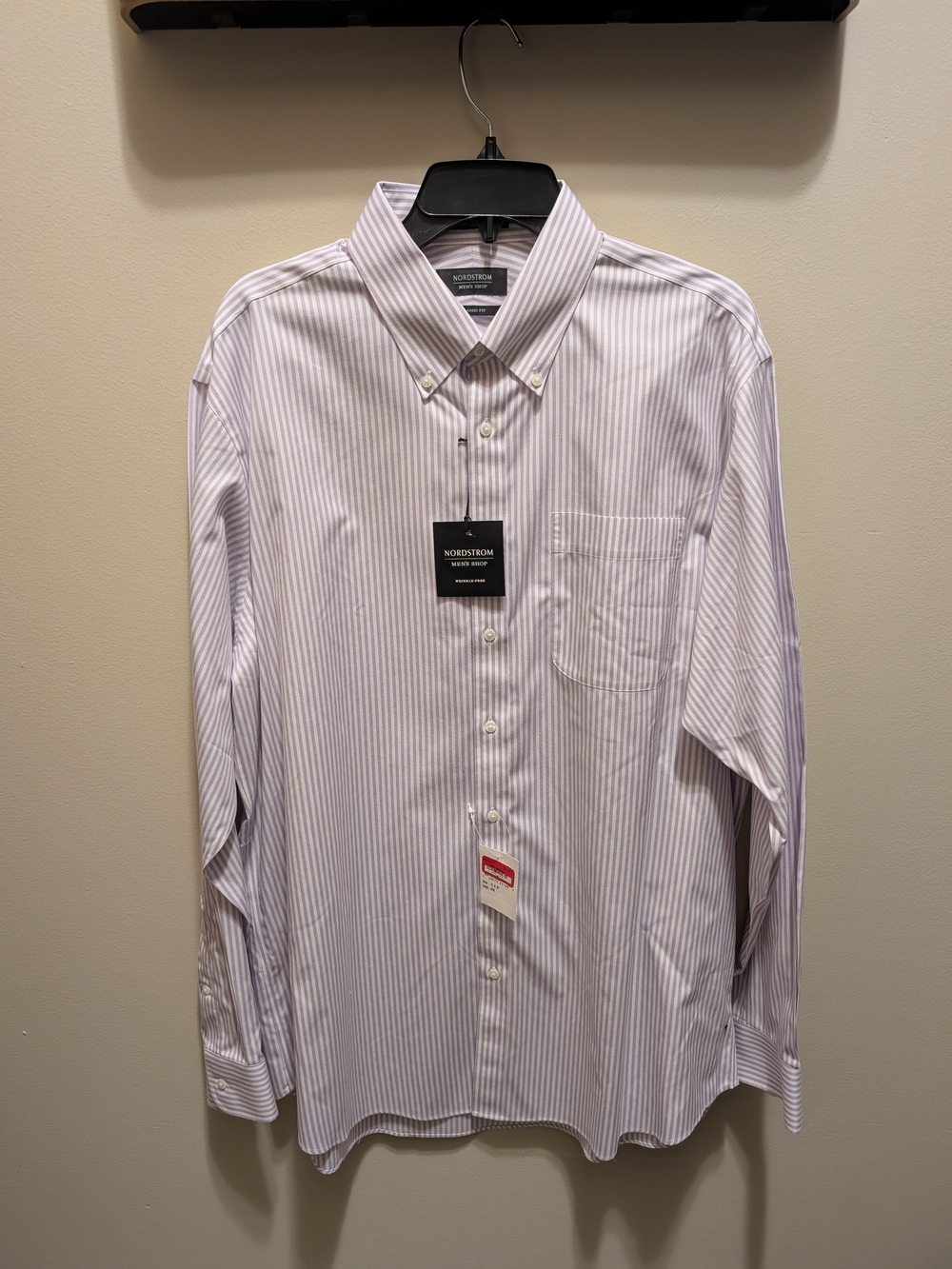 Nordstrom Men’s Light Purple and White Striped Button-Down Dress Shirt